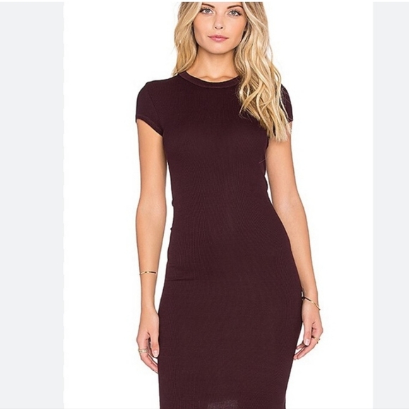 Enza Costa Dresses & Skirts - Enzo Costa ribbed cap sleeve midi dress Black Strechy Viscose & Silk Soft Medium